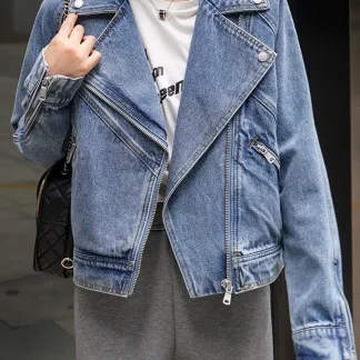 Casual Oversized Zip Denim Jacket